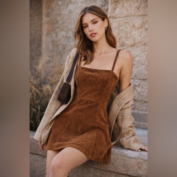 Forever 21 Dresses & Skirts - Forever 21 Brown Corduroy A-Line Mini Dress Size M